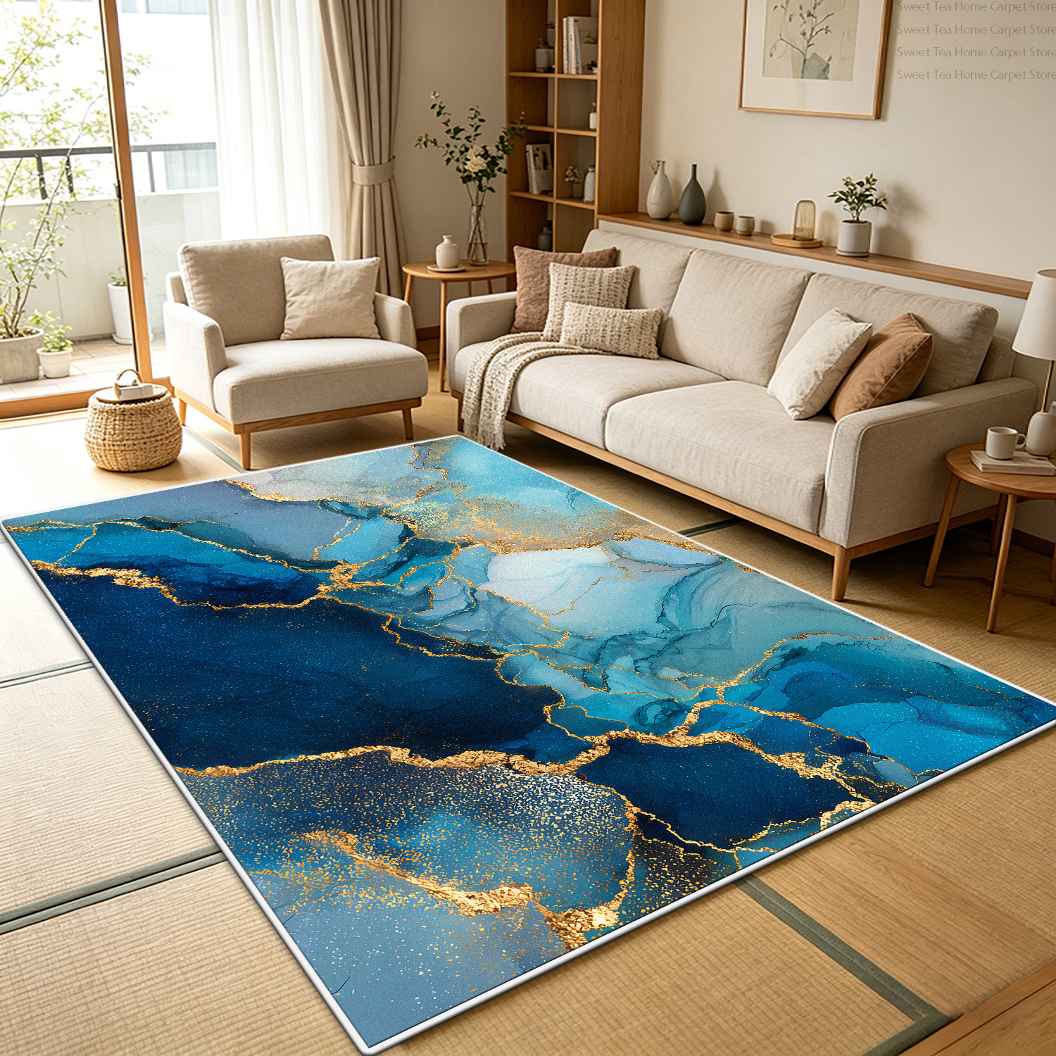 Luxury Blue Gold Marble Living - Commercial Kitchen Non Slip Flooring 评论和价格